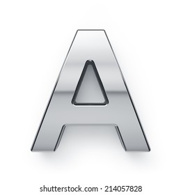 3d Render Of Metallic Alphabet Letter Symbol - A. Isolated On White Background