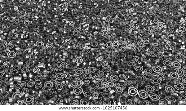 3D render metallic background illustration. Many\
different size\
bearings