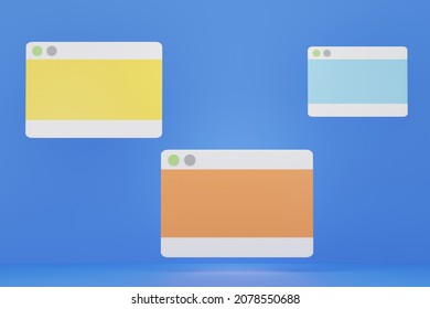 3d render of minimal blank browser social platform on pastel background.
