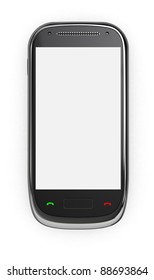 3d render of mobile phone with blank screen