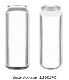 3D Render Mockup Shiny Aluminum Slim Can Isolated On White Background With Clipping Path