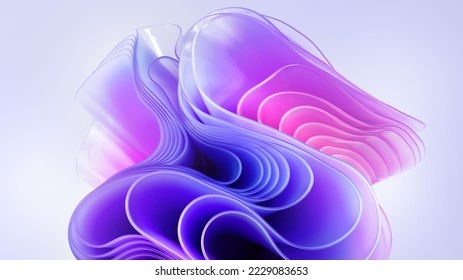 3d render  modern abstract wallpaper and curvy pink violet translucent film ruffles  layers   folds  Fashion background