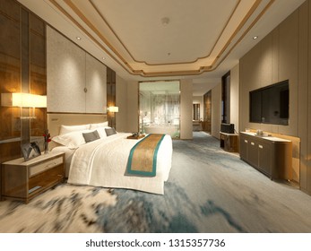 3d render modern bedroom
