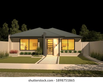 3d Render. Modern Building Exterior Scene.