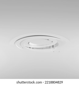 3d render of a modern circle building model, architecture experimental concept.