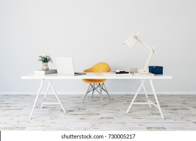 3d render of modern computer workplace setup