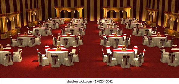 3d Render Modern Hidhu Wedding Stage, Venue Set Up