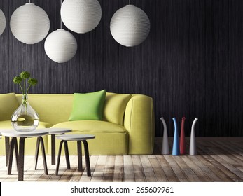 3d render. modern interior room with a beautyful furniture.