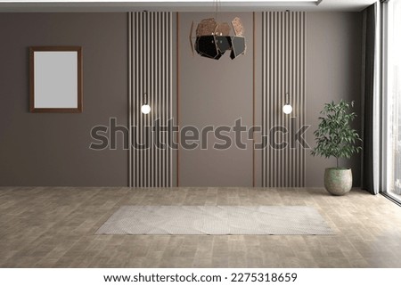 3D render Modern interiors empty room .plant vase. floor parquet. photo frame Сток-фото © 