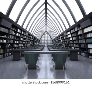 3d render of modern library interior