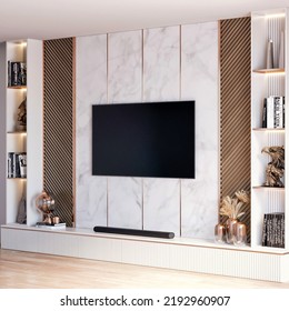 3d Render Modern Luxury Tv Wall Interior Furniture Design Inspiration