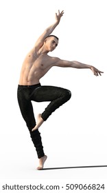 3d Render Of A Modern Male Dancer Isolated On White Background