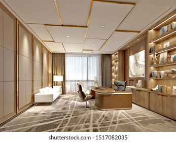 3d Render. Modern Office Interior.