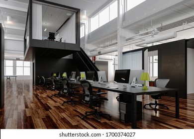 3d render of modern office interior space