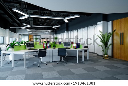 3d render of modern office, working room 商業照片 © 