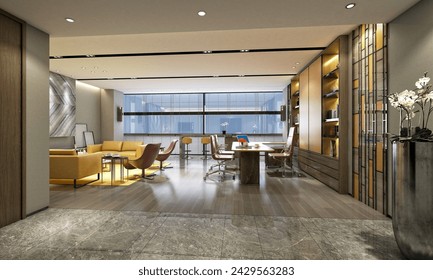 3d render of modern working office interior