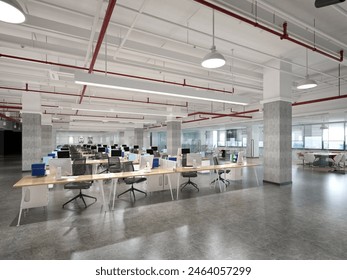3d render modern working office interior