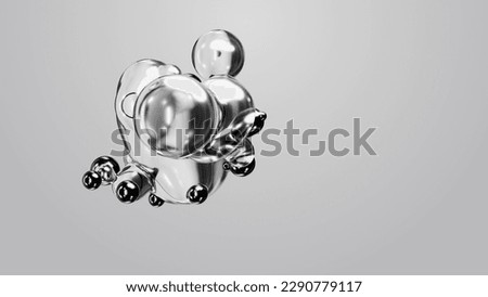 3d render motion design wallpaper animation business presentation monochrome grey white metaball gray liquid water soapy mercury bubble metasphere ball silver metal transition deformation metaverse