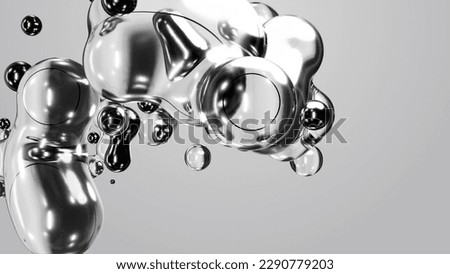 3d render motion design wallpaper animation business presentation monochrome grey white metaball gray liquid water soapy mercury bubble metasphere ball silver metal transition deformation metaverse