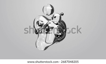 3d render motion design wallpaper animation business presentation monochrome grey white metaball gray liquid water soapy mercury bubble metasphere ball silver metal transition deformation metaverse