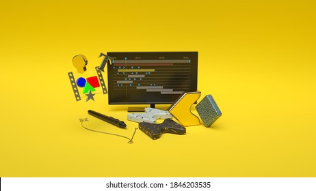 3d Render Of The Motion Designer Workspace