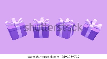 3D Render in Multiple Angle Gifts in Purple Tones