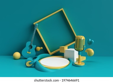 3D Render Music Background Scene of Minimal Podium Scene for Display Products Advertising Design. - Powered by Shutterstock