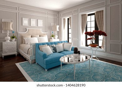 3d Render Neo Classical Style Bedroom