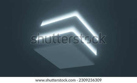 3D render neon cube blue background bright light headlights design portal opening space cyberpunk tron light white space wrap banner text frame poster design intro banner presentation wallpaper 