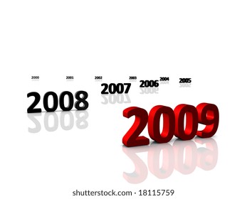 3D Render. New Year 2009 countdown to 2000.