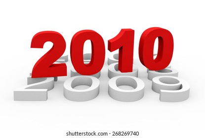 3d render New Year 2010 and next years on a white background. 