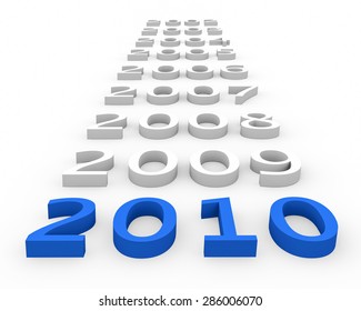 3d render New Year 2010 and past years on a white background.