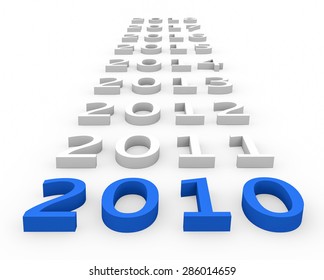3d render New Year 2010 and next years on a white background. 