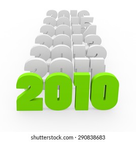 3d render New Year 2010 and next years on a white background. 