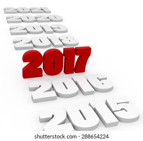 3d render New Year 2017 and past and next years on a white background.  - Powered by Shutterstock