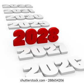 3d Render New Year 2028 Past Stock Illustration 288654206