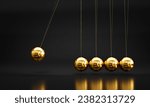 3d render of newton pendulum in gold metal background
