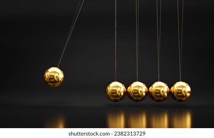 3d render of newton pendulum in gold metal background