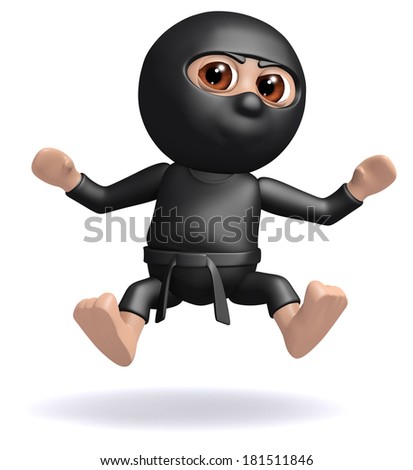 3d render of a ninja falling backwards