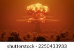 3d render Nuclear explosion above the clouds. 3D Illustration