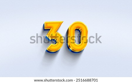 3D Render Number thirty 30 written in Juice Golden Text Style Effect