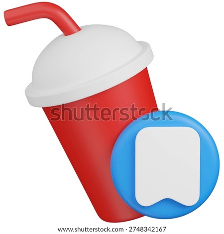 3D render off  Drink with  bookmark  Icon