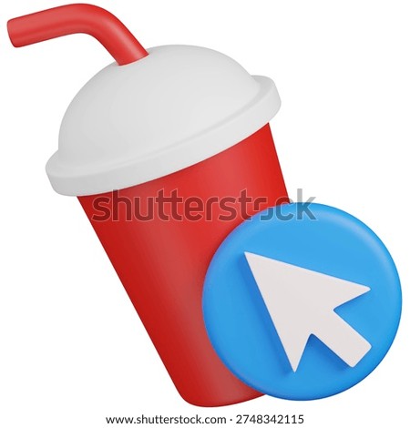 3D render off  Drink with curser  Icon