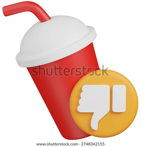 3D render off  Drink with dislike Icon