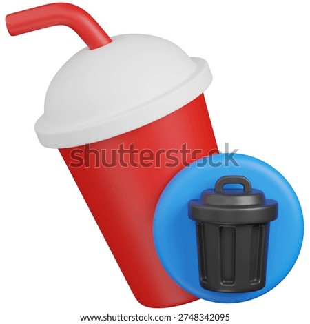 3D render off  Drink with trash Icon