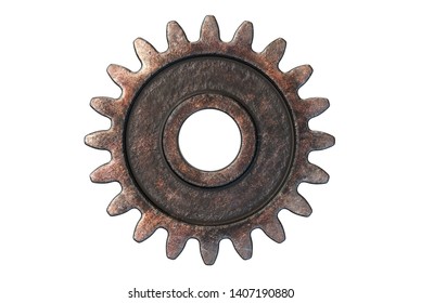 3D render of old Rusty Gear isolated on white