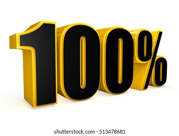 3D render of one hundred percent gold