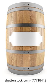 3d Render Of One Wine Barrel With Label