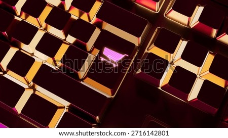 3D Render online shoping shoping chart button with pink - purple - orange - blue colors light and shadows