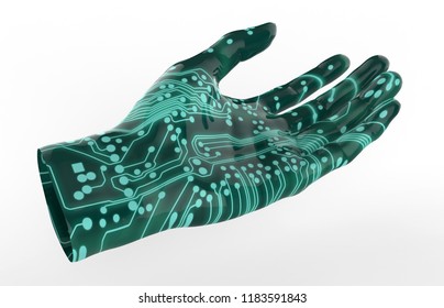 3d Render Open Digital Hand Circuit Stock Illustration 1183591843 ...
